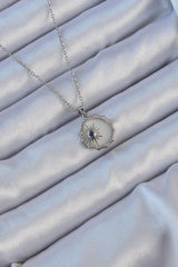 Gümüş Renk Zirkon Taşlı Mineli Kutup Yıldızı Kolye