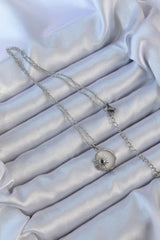 Gümüş Renk Zirkon Taşlı Mineli Kutup Yıldızı Kolye