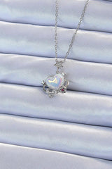 Zirkon Taşlı Gezegen Görünümlü Kalp Kolye