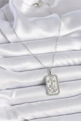 Çelik Gümüş Renk Zincir Yengeç Burcu Zirkon Taşlı Kadın Kolye