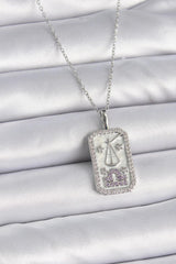 Çelik Gümüş Renk Terazi Burcu Zirkon Taşlı Kadın Kolye