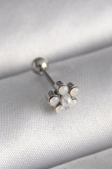 Çelik Gümüş Renk Zirkon Taşlı Çiçek Model Tragus Piercing