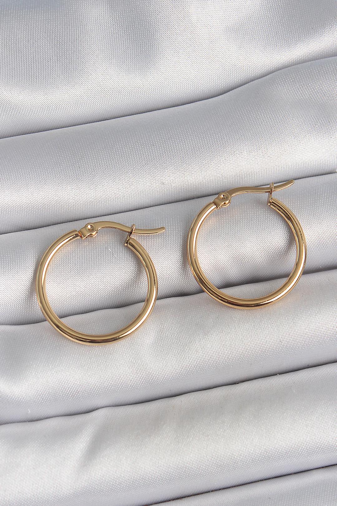 Çelik Gold Renk 22mm Kadın Halka Model Kadın Küpe