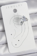 Gümüş Renk Zirkon Taşlı Kalp Model Kadın Kıkırdak Küpe