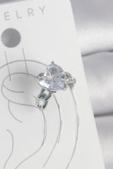 Gümüş Renk Zirkon Taşlı Kalp Model Kadın Kıkırdak Küpe