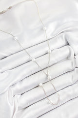 İnci Figürlü Y Model Gümüş Renk Kadın Kolye