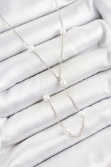 İnci Figürlü Y Model Gümüş Renk Kadın Kolye