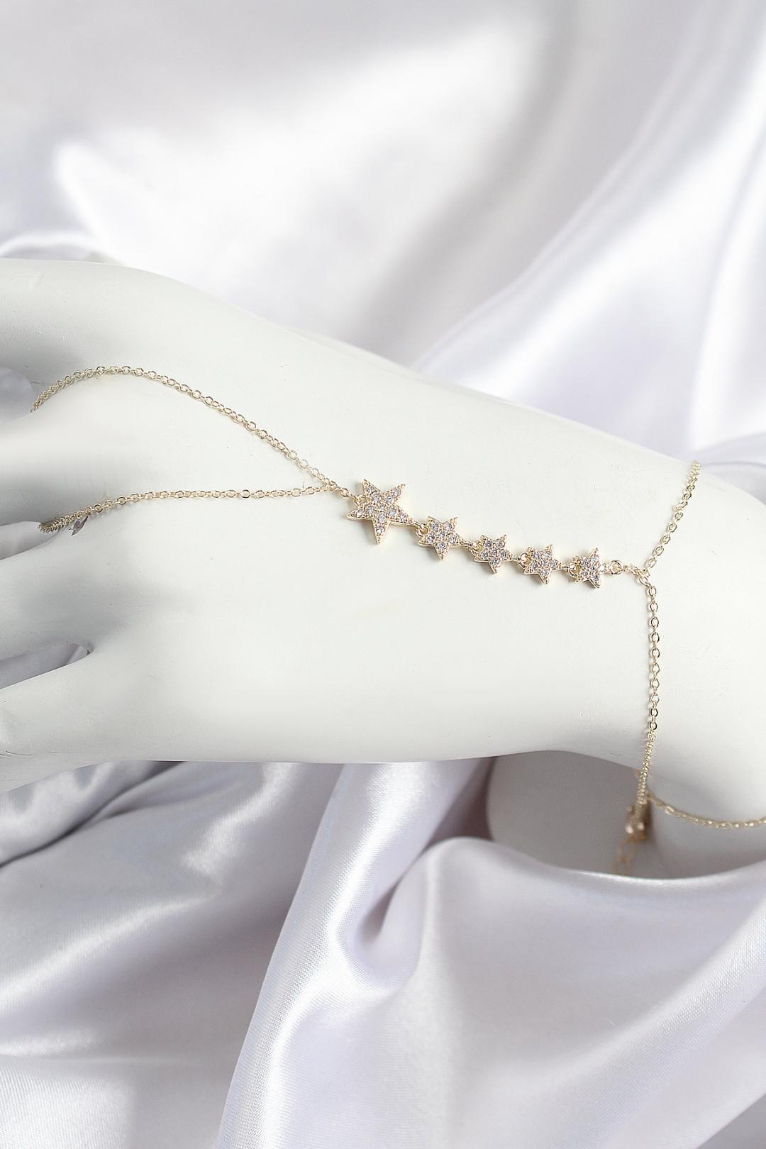 Pirinç Zirkon Taşlı Yıldız Model Gold Renk Kadın Şahmeran