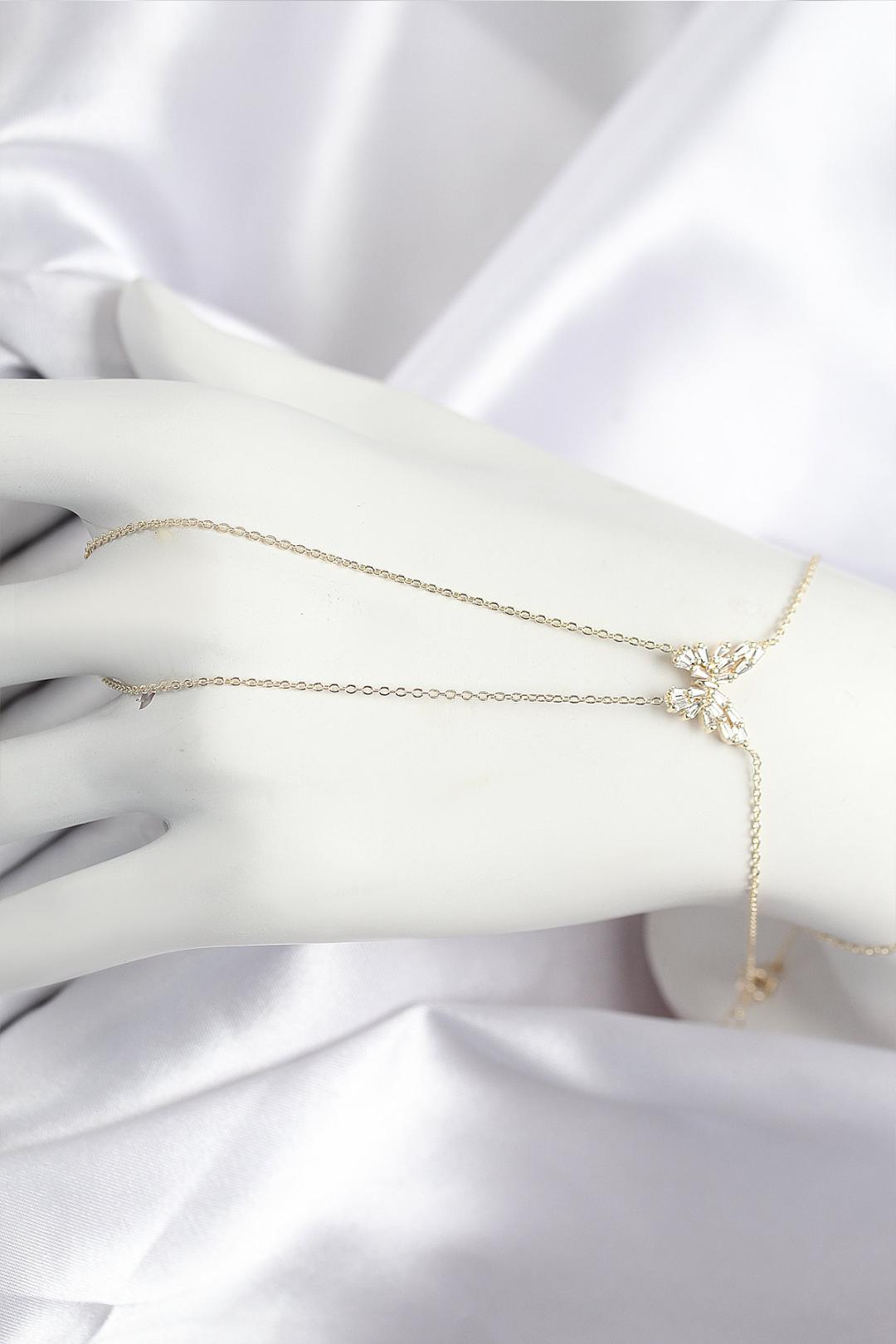 Pirinç Zirkon Taşlı Kelebek Model Gold Renk Şahmeran