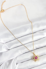 Zirkon Taşlı Döner Güneş Model Gold Renk Kadın Kolye