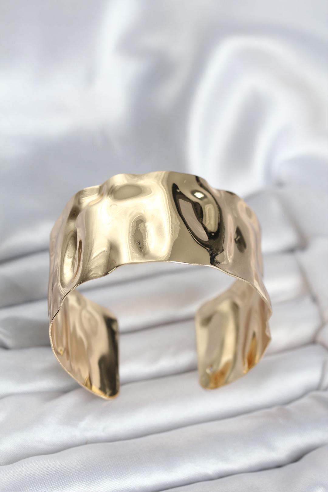 Pirinç Gold Renk Levha Model Kadın Bileklik