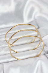 Çelik Gold Renk 65 mm Ajda Zikzak Model 3lü Kadın Bileklik