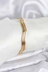 Çelik Gold Renk 65 mm Ajda Zikzak Model 3lü Kadın Bileklik