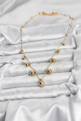 Çelik Zincir Gold Renk Topçuklu Kolye