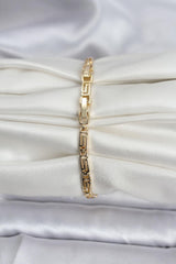 14K Gold Renk Kaplama Zirkon Taşlı Baget Model CM Kadın Bileklik