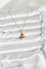 Çelik Zincir Gold Ren Çam Ağacı Model Zirkon Taşlı Yılbaşı Temalı Kadın Kolye